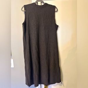 Eileen Fisher Woven Plissé Mock Neck Dress medium